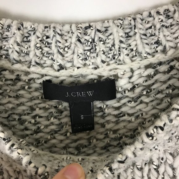 J.Crew Women's S White Light Gray Chunky Knit Sweater Alpaca Wool Blend B5 - Picture 4 of 5